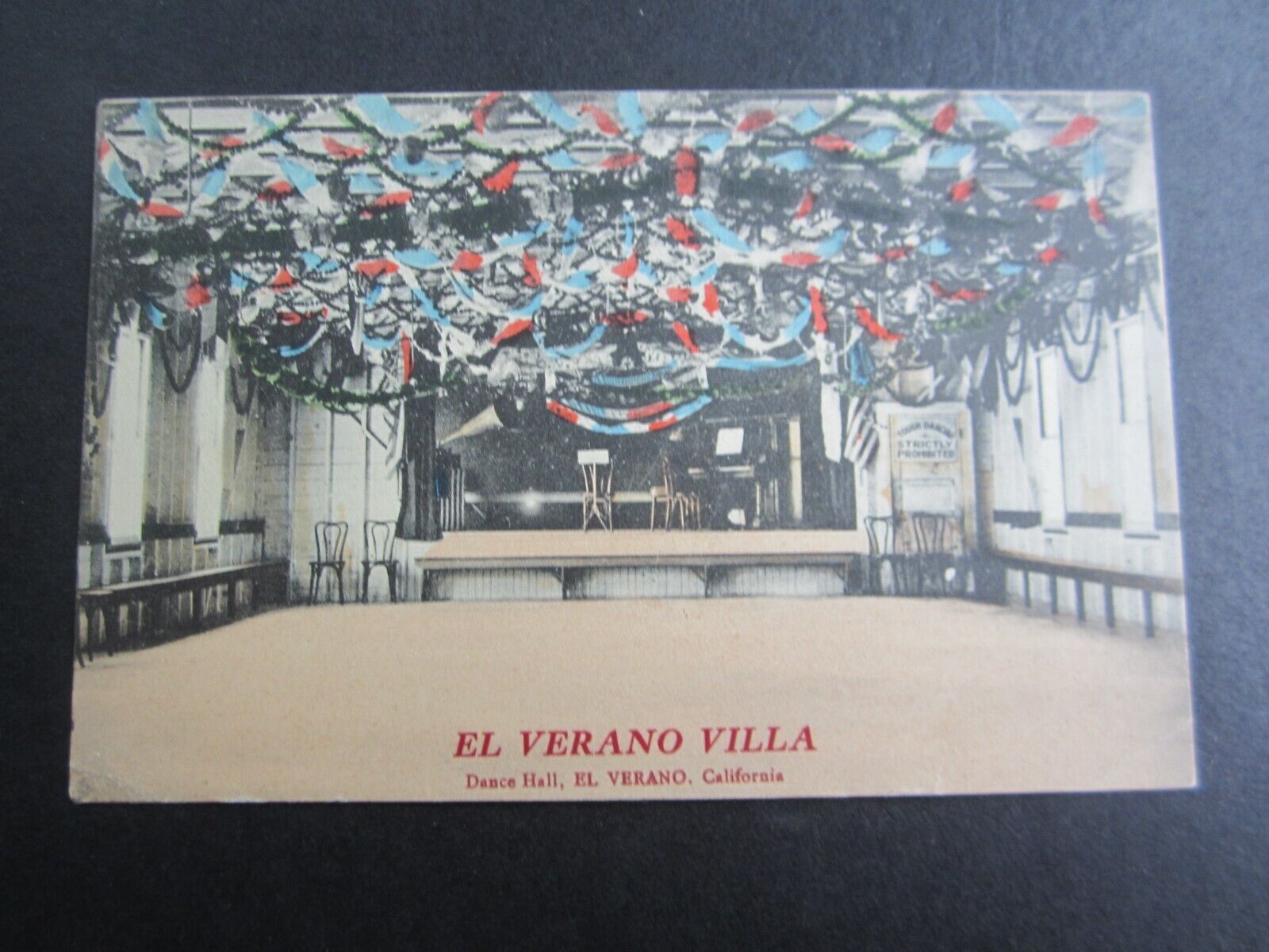 Old 1912 - El Verano Villa CA. - Dance Hall - POSTCARD - Sonoma County