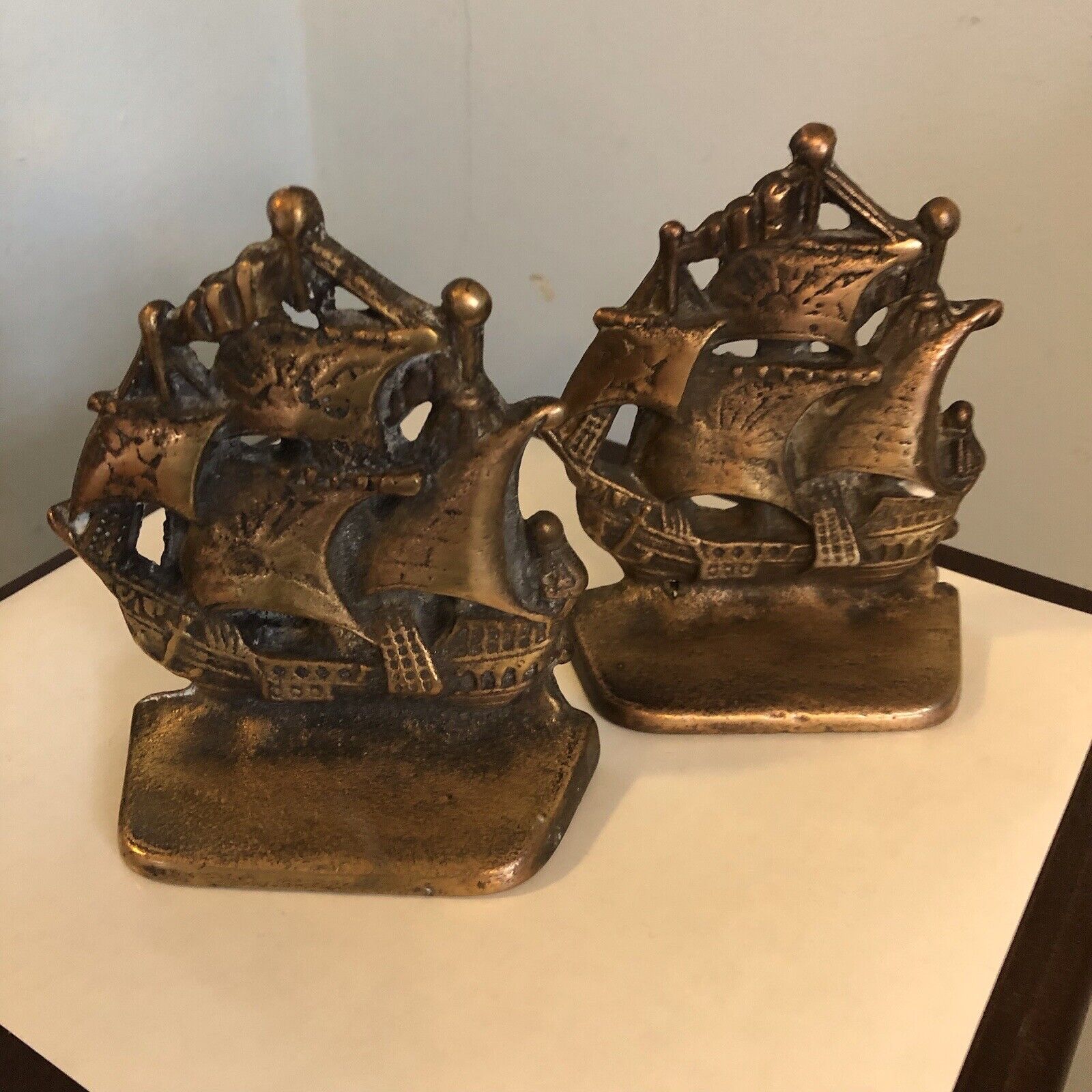 A Pair of portugese Galleon Cast Iron Bookends.