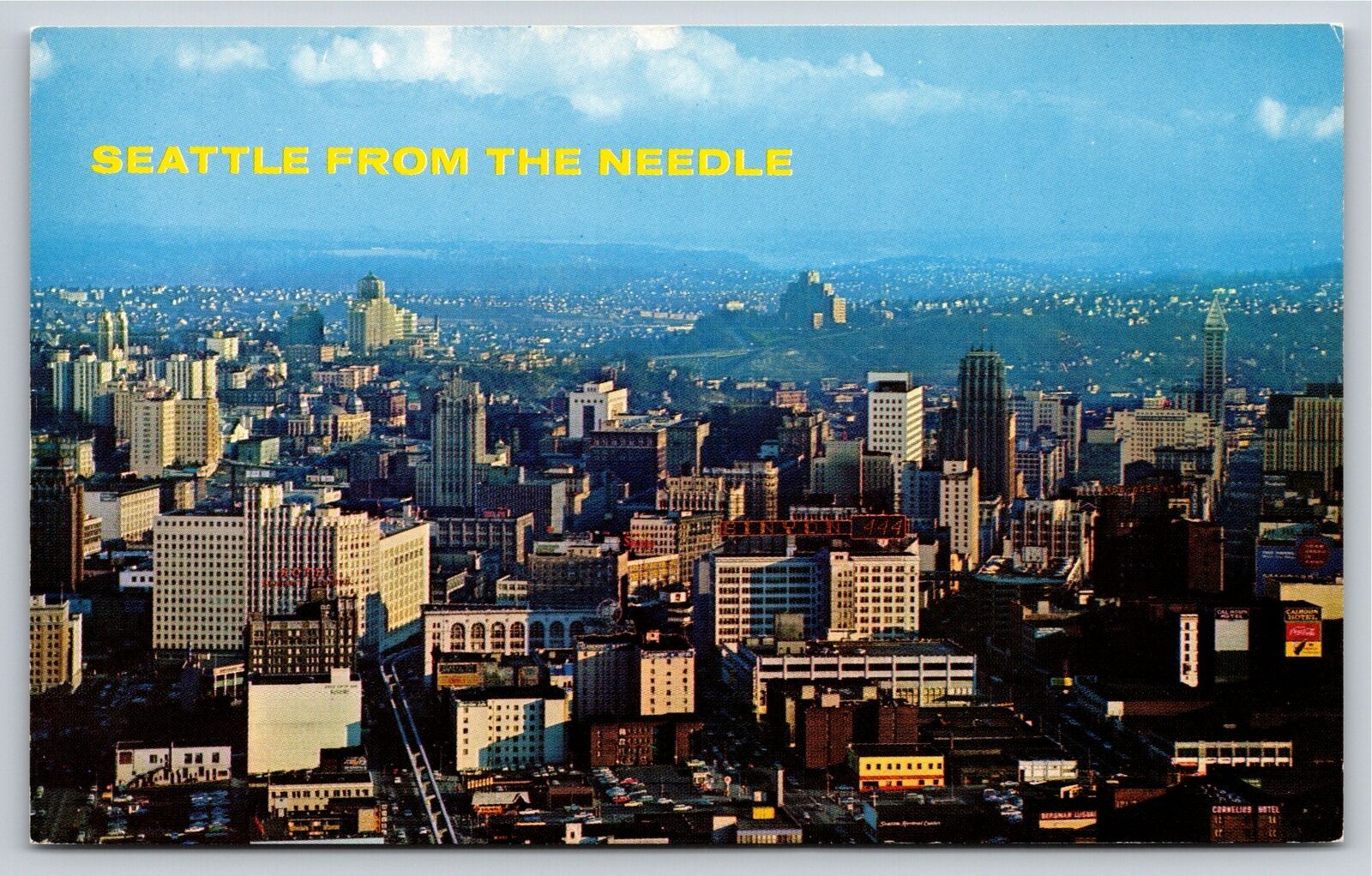 Transportation~Air View Seattle Washington From Space Needle~Vintage Postcard