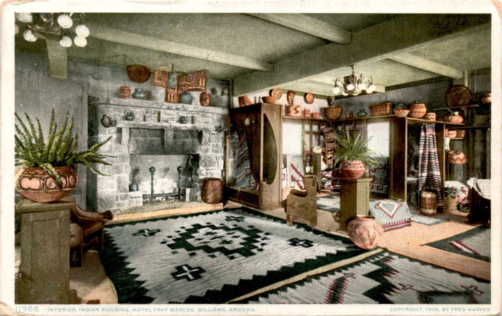 Hotel Fray Marcos, Williams, Arizona, Fred Harvey, 1908, Mount Vernon, Postcard
