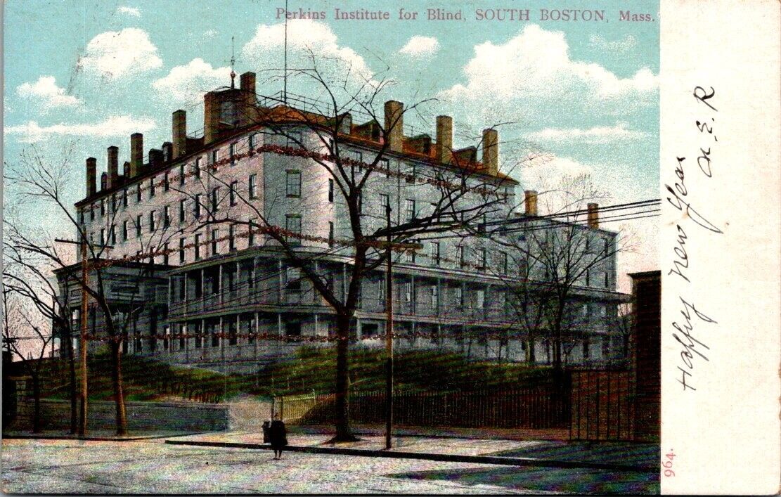 Boston Massachusetts Ma Postcard - Perkins Institute for Blind Glitter Card 1906