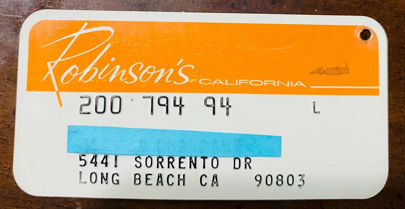 Vintage Robinson\'s Department Store Credit Card Long Beach CA 1960-70s