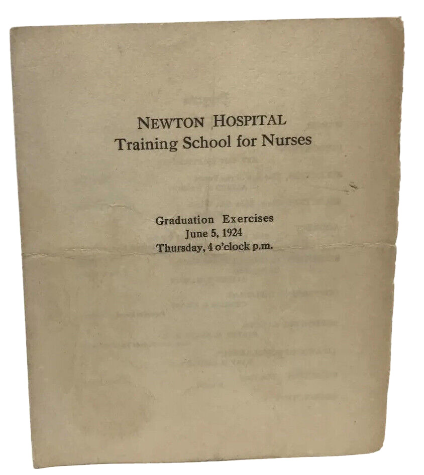 Antique Newton Hospital Training School for Nurses Graduation Program MA 1924