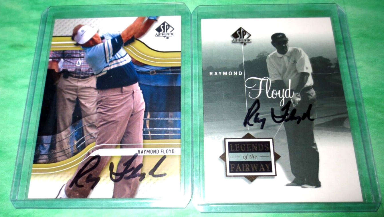 Lot of 2 Raymond Floyd PGA Pro Golfer signed autographed cards Hall of Fame