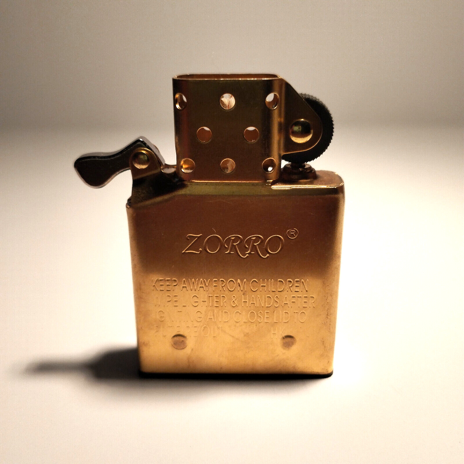 Zorro Brass Petrol Lighter Insert with Bottom Rubber Gasket, Fits: Zippo