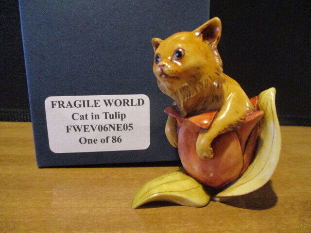 Harmony Kingdom MPs Fragile World Cat in Tulip MarbleResin Figurine FREE US SHIP