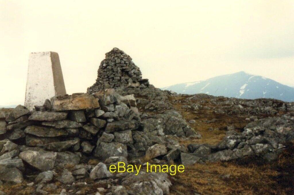 Photo 6x4 Trig point and summit cairn on Beinn a' Chuallaich Kinloch Rann c1994