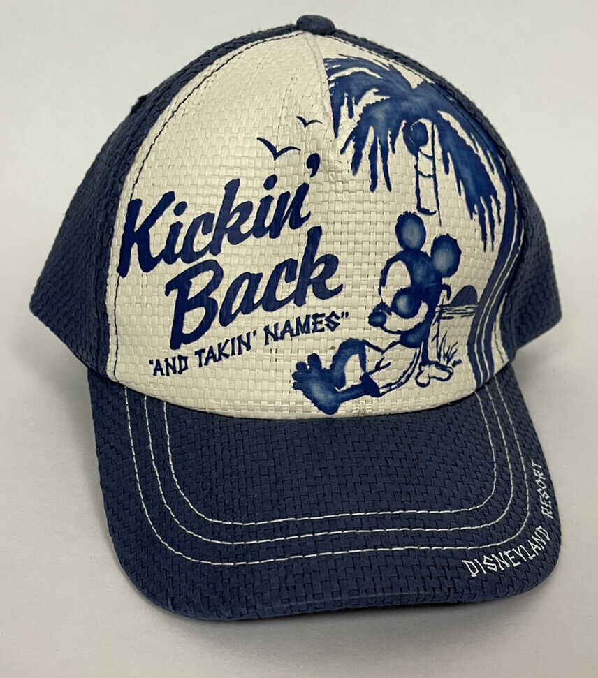Disney Parks Mickey Mouse Baseball Hat Paper Kickin Back & Takin Names OS