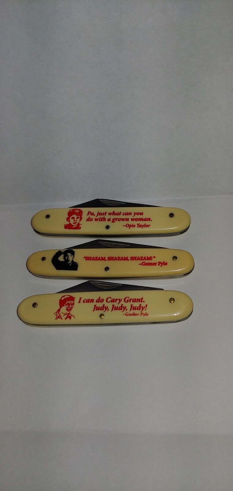 Lot 3 dif  ANDY GRIFFITH SHOW OPIE, GOMER & GOOBER Novelty Knife new IN BOX