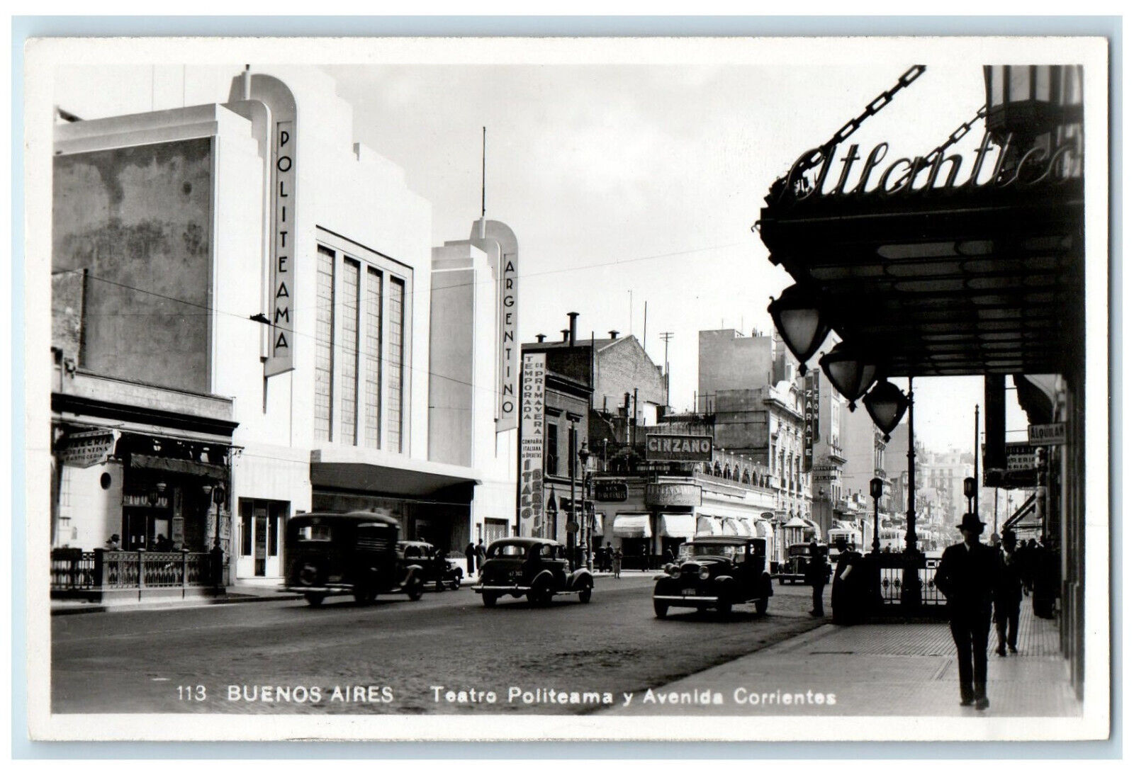 c1940\'s Politeama Theater and Corrientes Avenue Argentina RPPC Photo Postcard