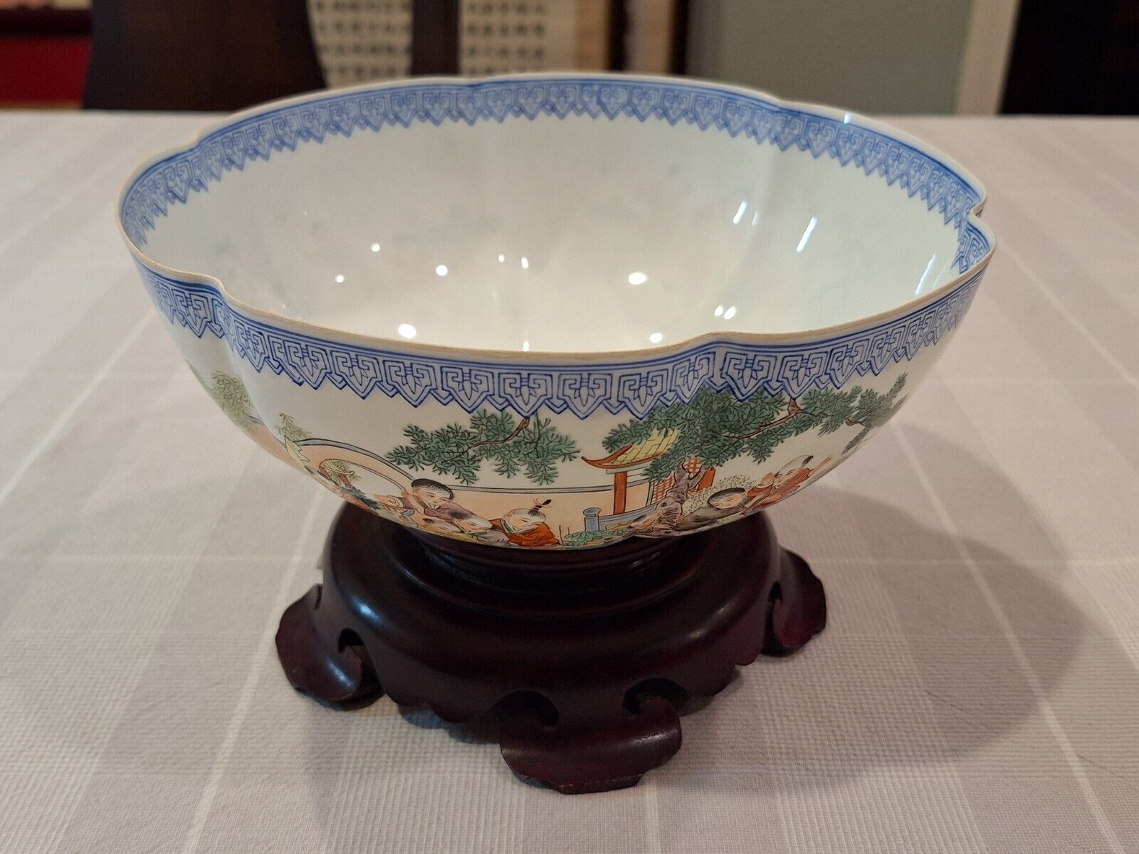 Vintage Large Chinese Eggshell Porcelain Bowl