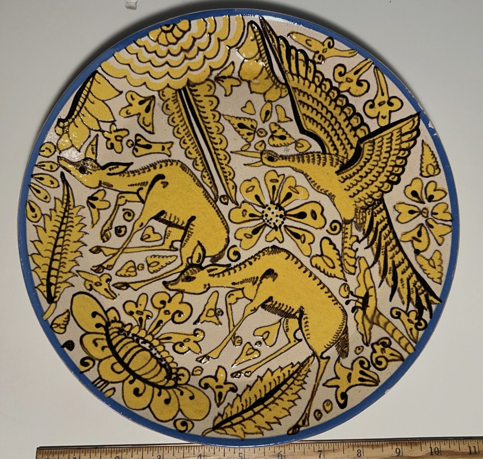 A beauty Antique – Mexican Pottery Tlaquepaque Fantasia Plate. NR