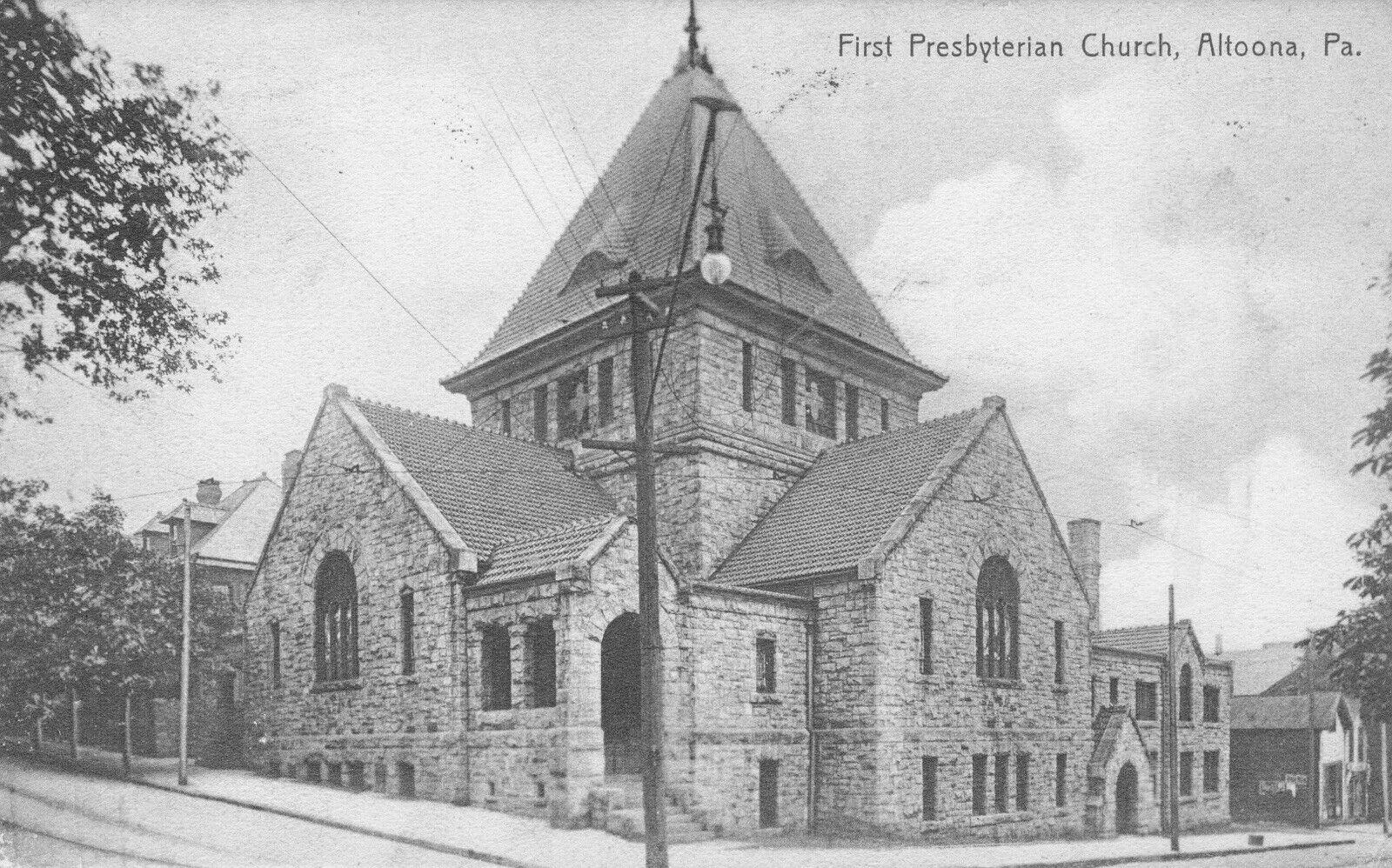 ALTOONA, PA. First Presbyterian Church ANTIQUE VINTAGE 1907 Real Photo RPPC