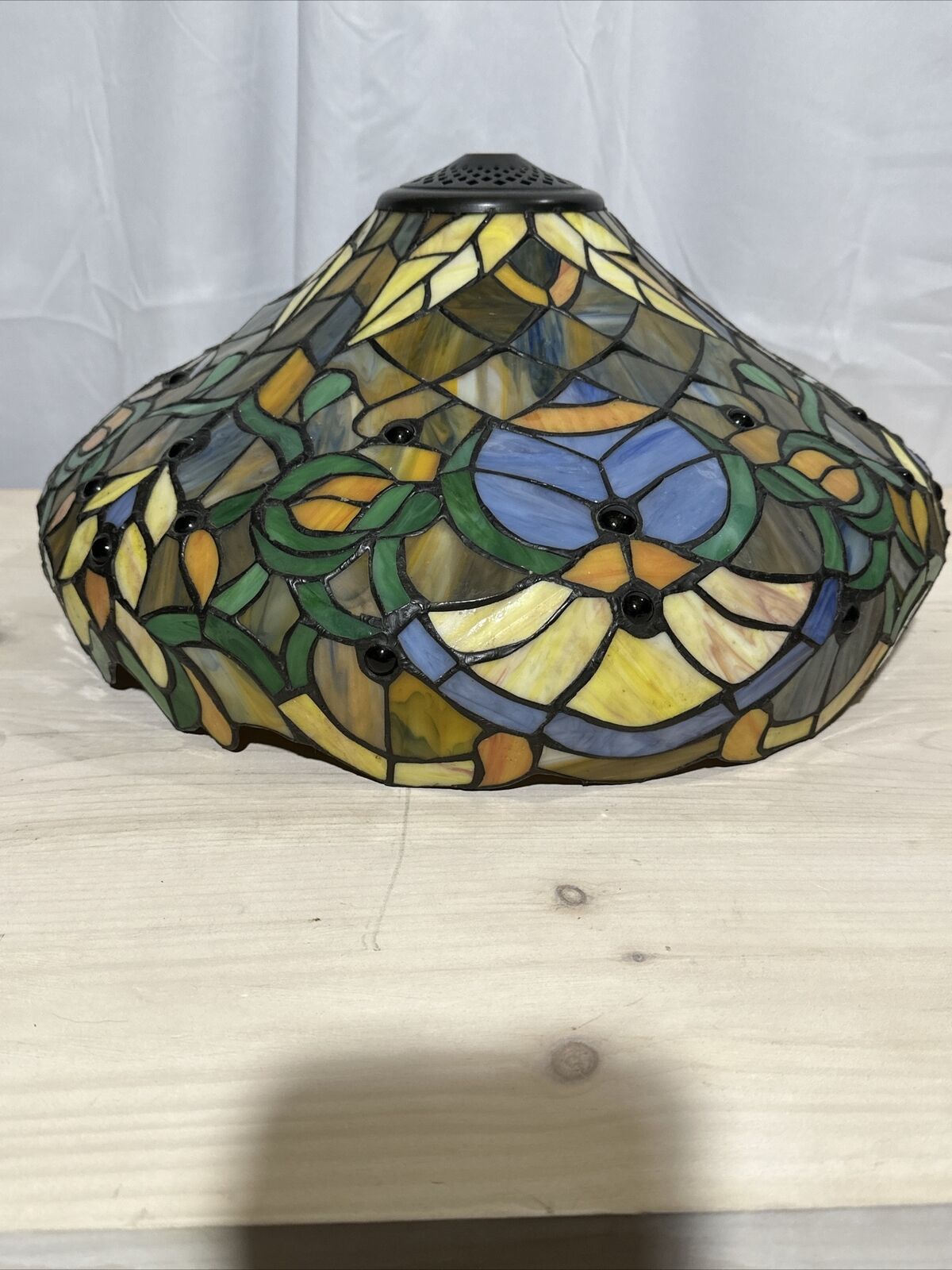 Vintage Tiffany Style Lamp Shade Stained Glass 15x7”