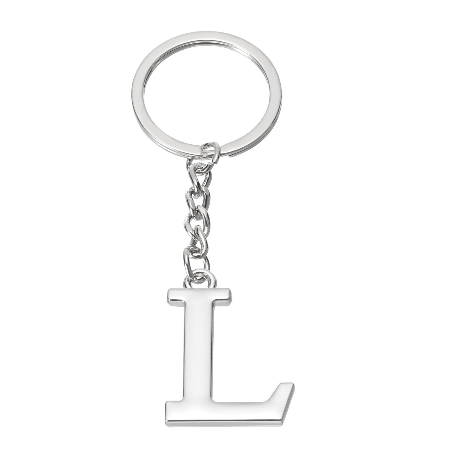 Initial Letter Key Chain, Letter L Key Chain Pendant Key Ring, Silver