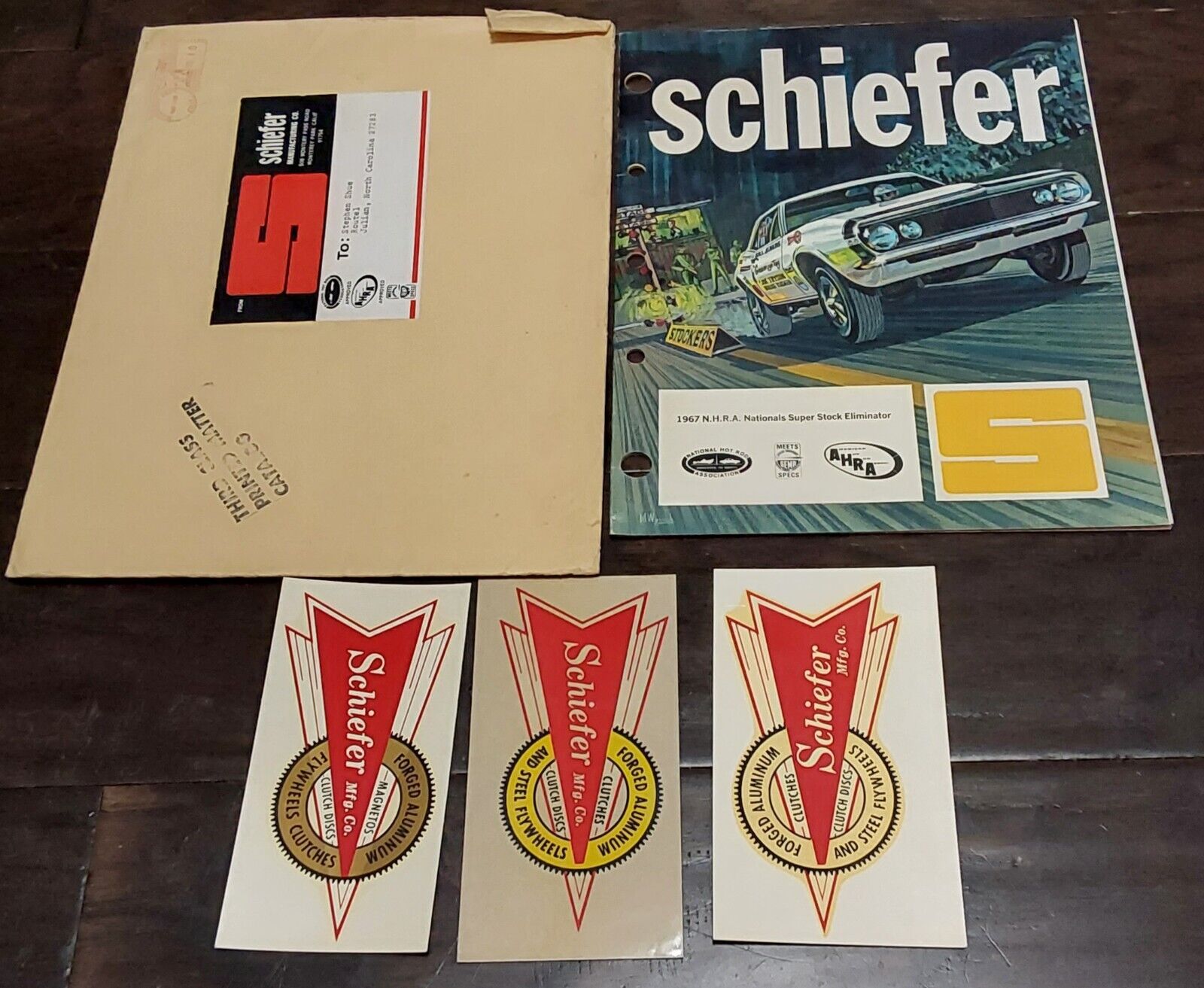 Vintage 1968 Schiefer Catalog, Decals, and Original Mailing Envelope