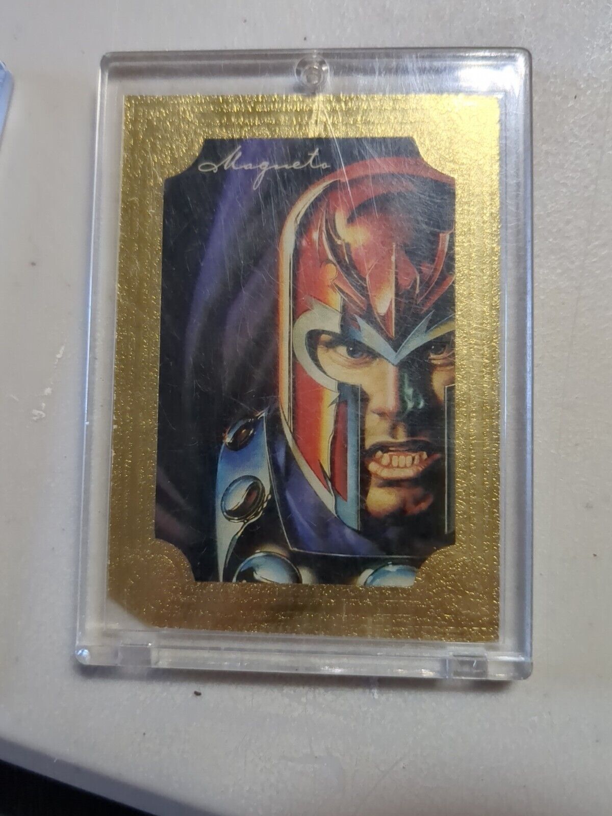1996 Marvel Masterpieces Magneto Gold Gallery #3 of 6 Die Cut Promo Card Rare