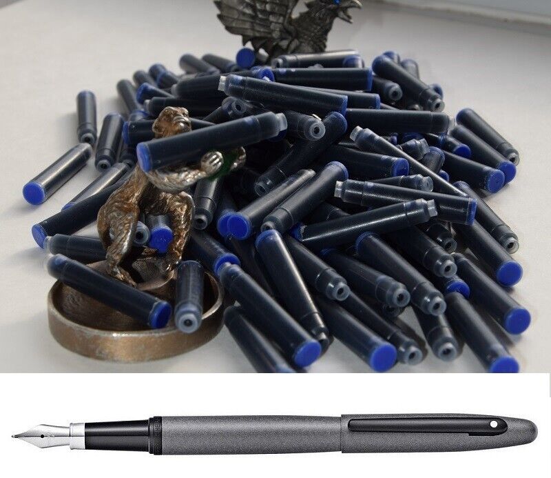100 German Fountain Pen Ink Cartridges, Refills for SHEAFFER VFM pen in BLUE