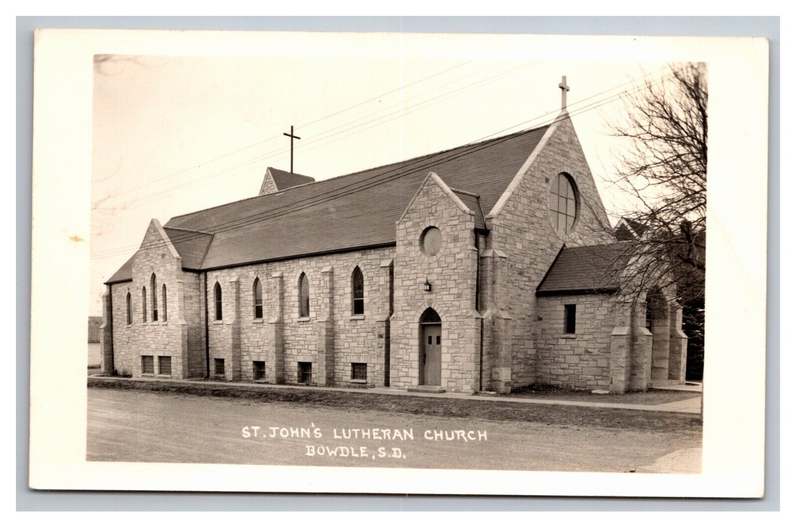 Postcard RPPC Bowdle South Dakota St. John's Lutheran Church