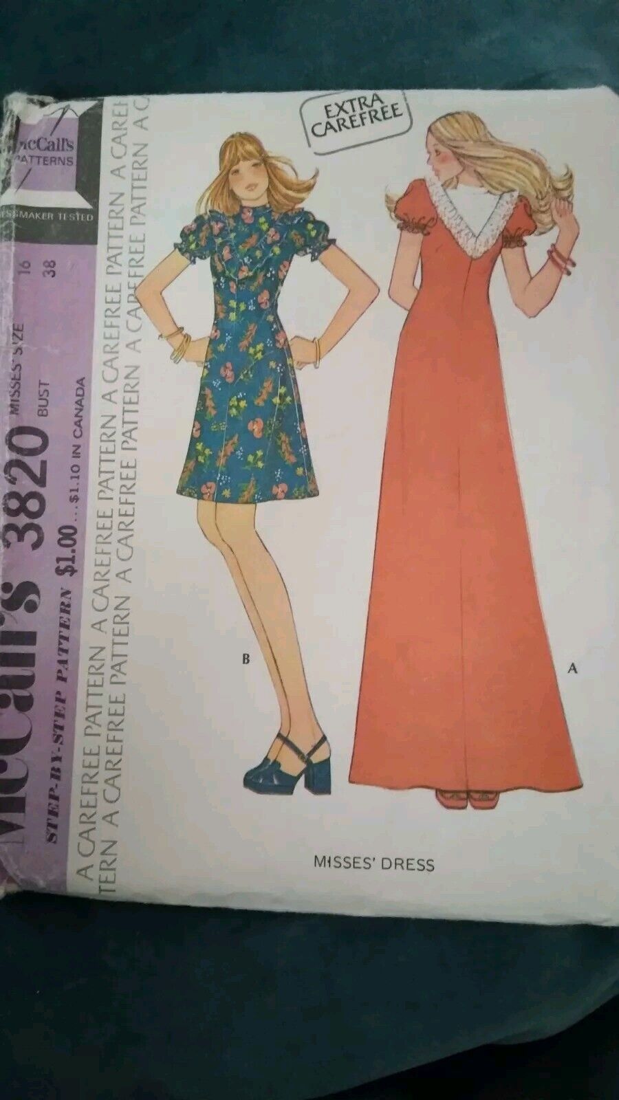Vintage McCalls Dress Pattern 3820 Bust 38