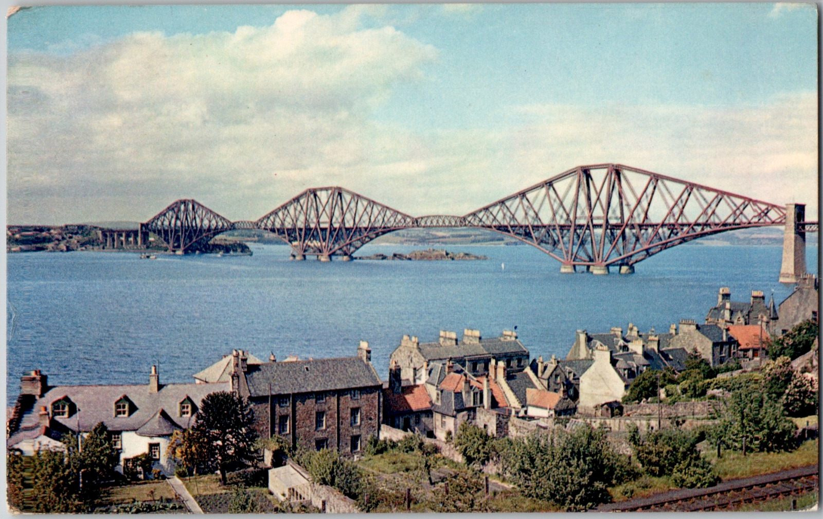 South Queensferry Scotland Forth Bridge Firth Of Forth River Vintage Postcard
