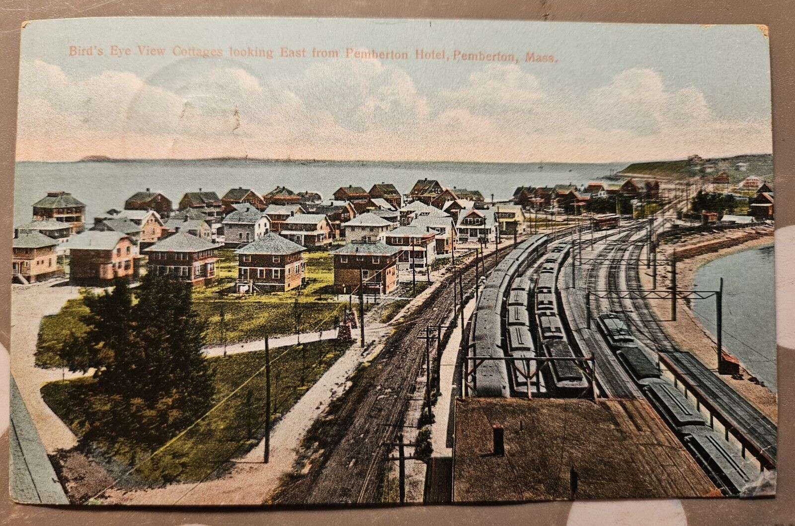 Rare Train Trolley Streetcar Tram Antique Post Card PEMBERTON MASSACHUSETTS MA