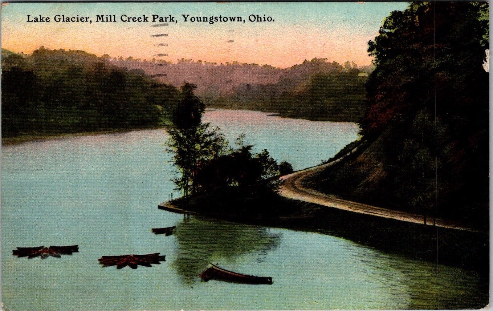 Postcard Youngstown OH-Ohio, Mill Creek Park, Lake Glacier c1912 Vintage J30