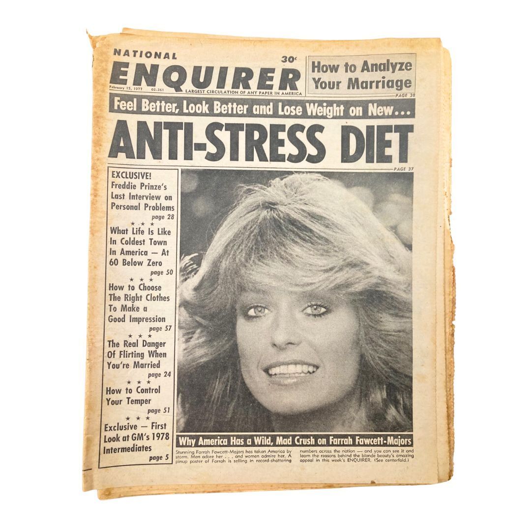 National Enquirer Tabloid February 15 1977 Farrah Fawcett & Lindsay Wagner