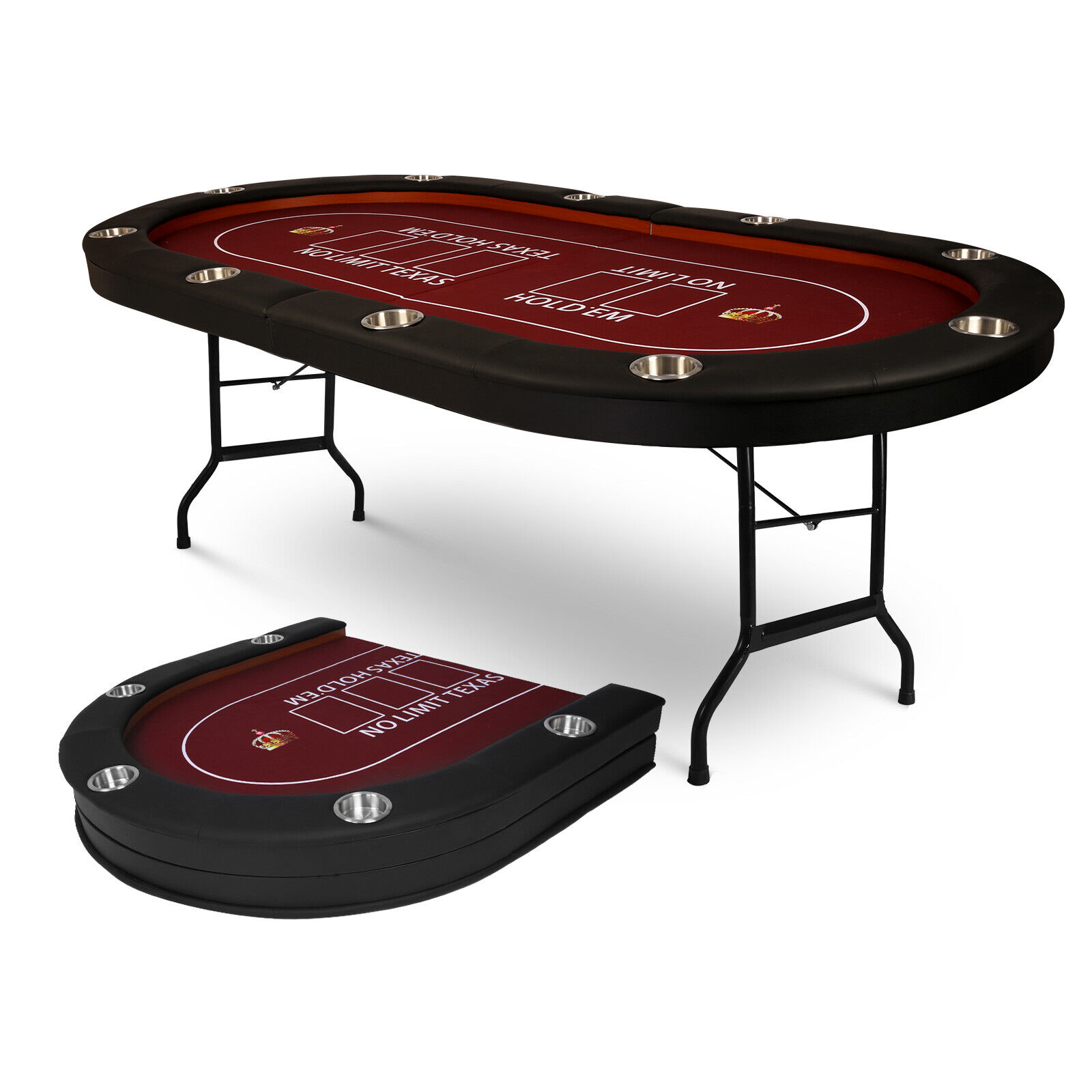 Foldable 10 Player Poker Table 90in Folding Leisure Game Blackjack Texas Padded