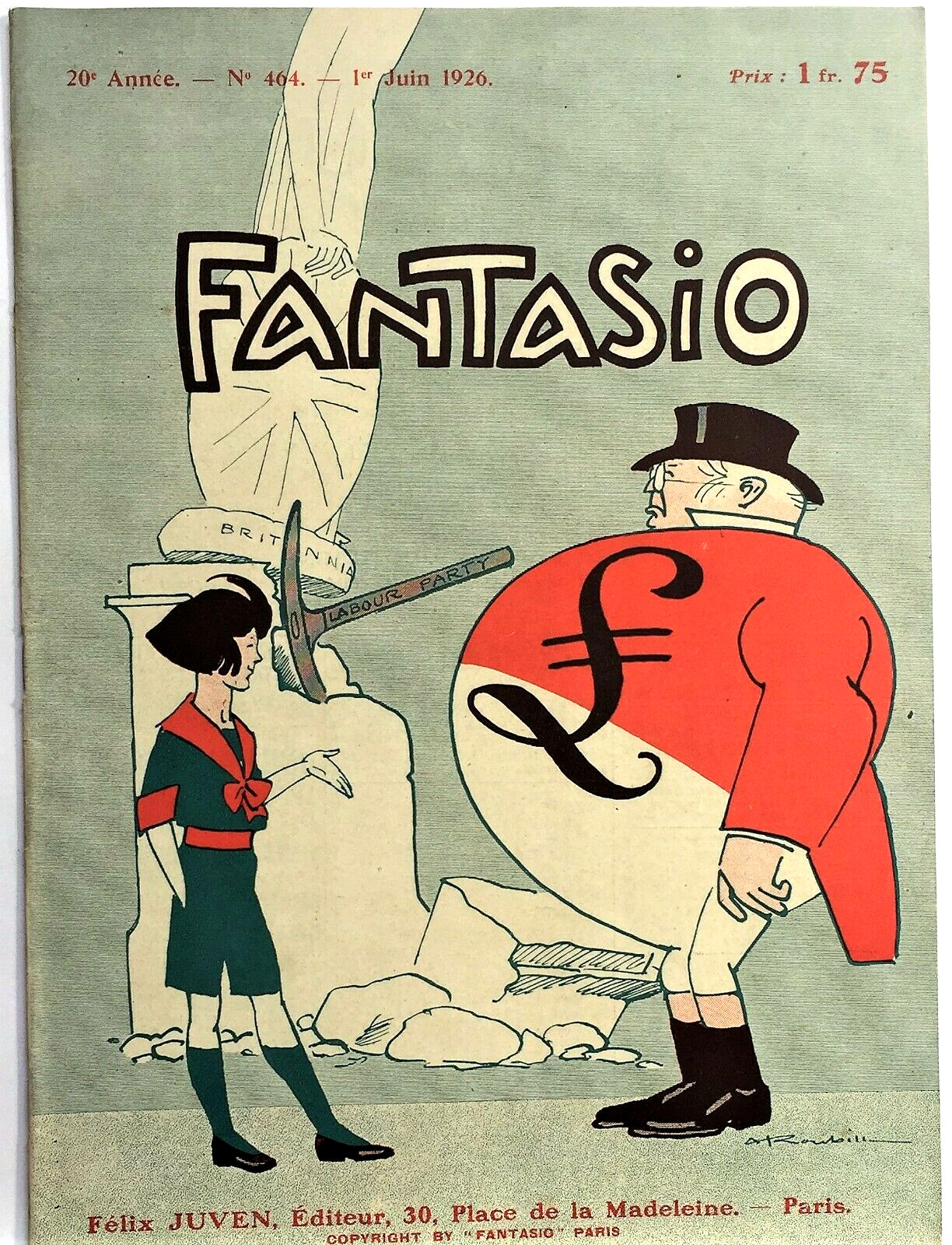 FANTASIO - 1926 French Satire Magazine w  Roubille   Fabiano   Barrère  Cartoons