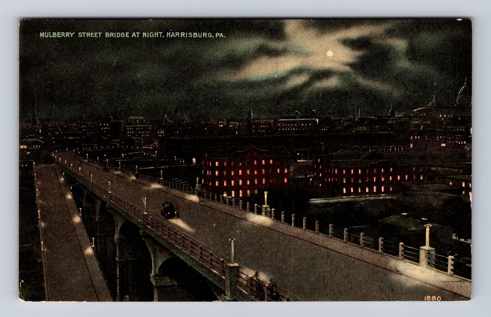 Harrisburg PA- Pennsylvania, Mulberry Street Bridge, Aerial, Vintage Postcard