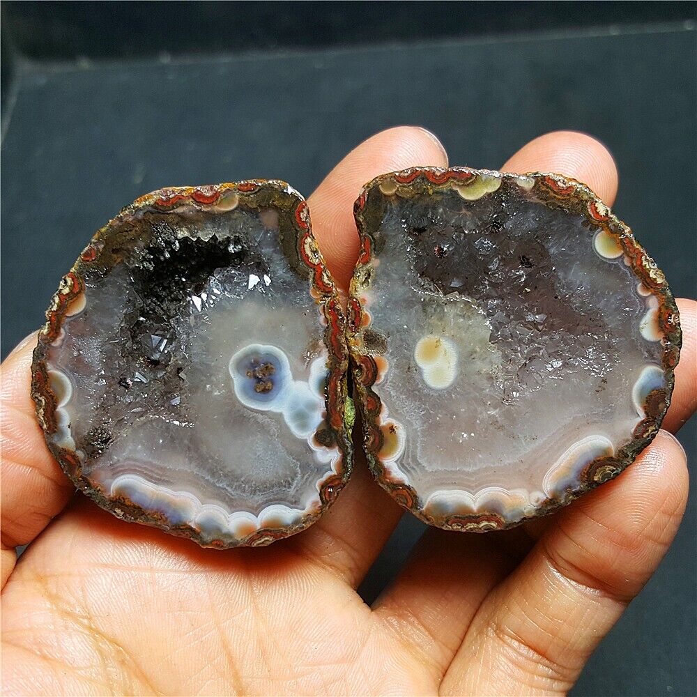 RARE 1 pair 99g Natural rough Warring States Red Agate Crystal Healing  38X41