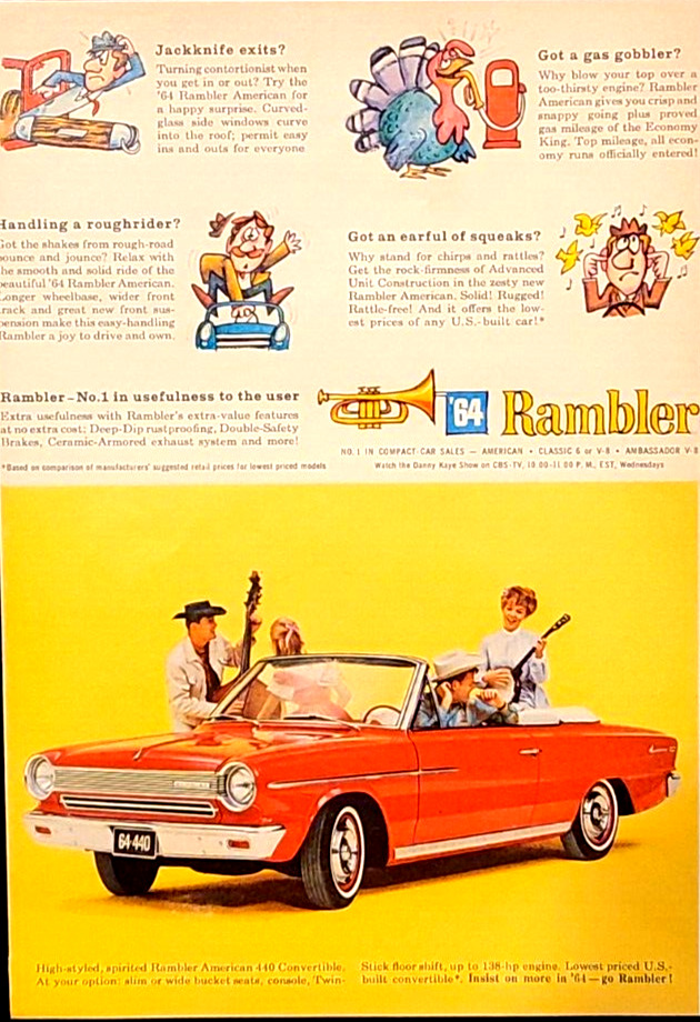 Rambler 440 Convertible Original 1964 Vintage Print Ad