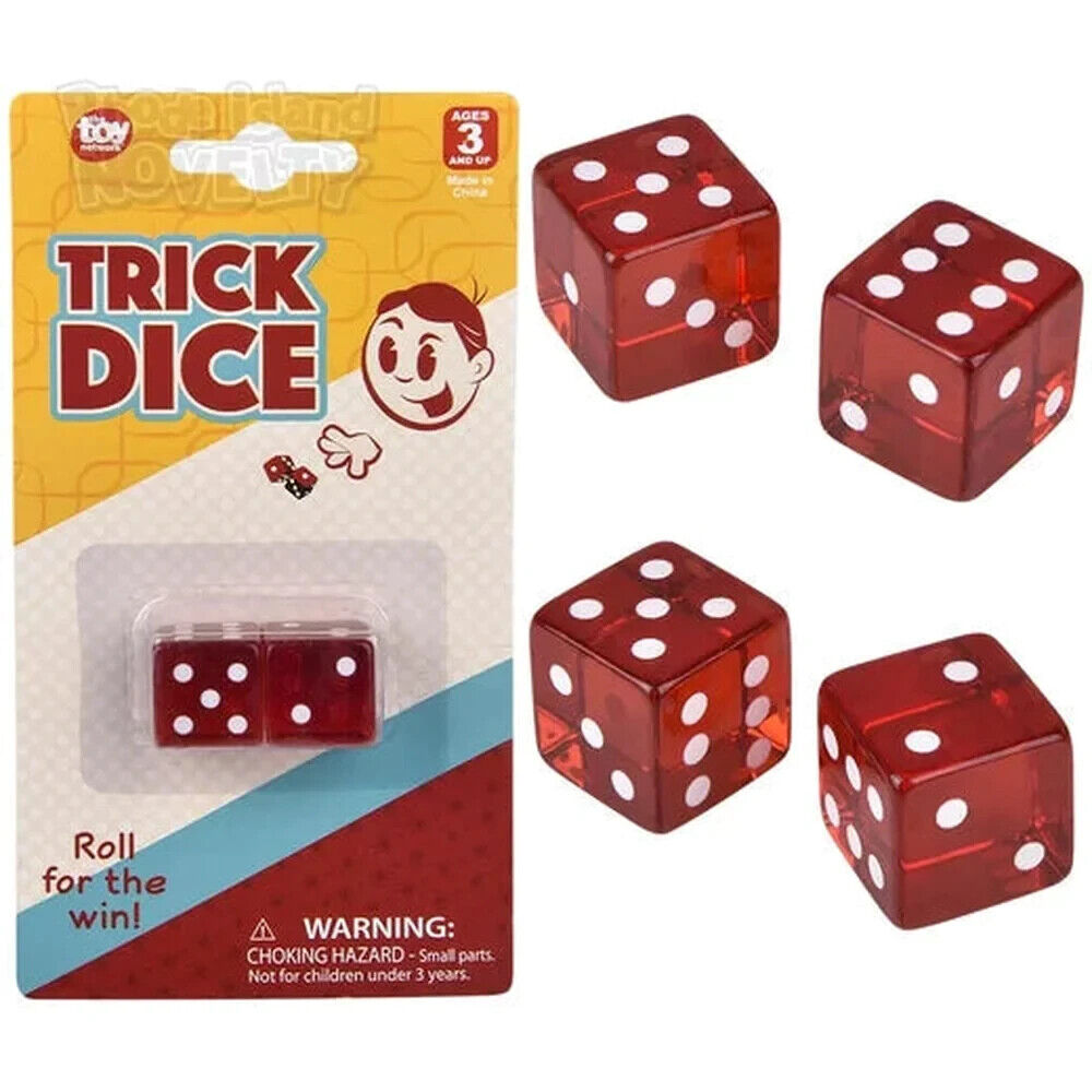 NEW Loaded Trick Transparent Red Dice Set Mis-Spotted - Not Weighted