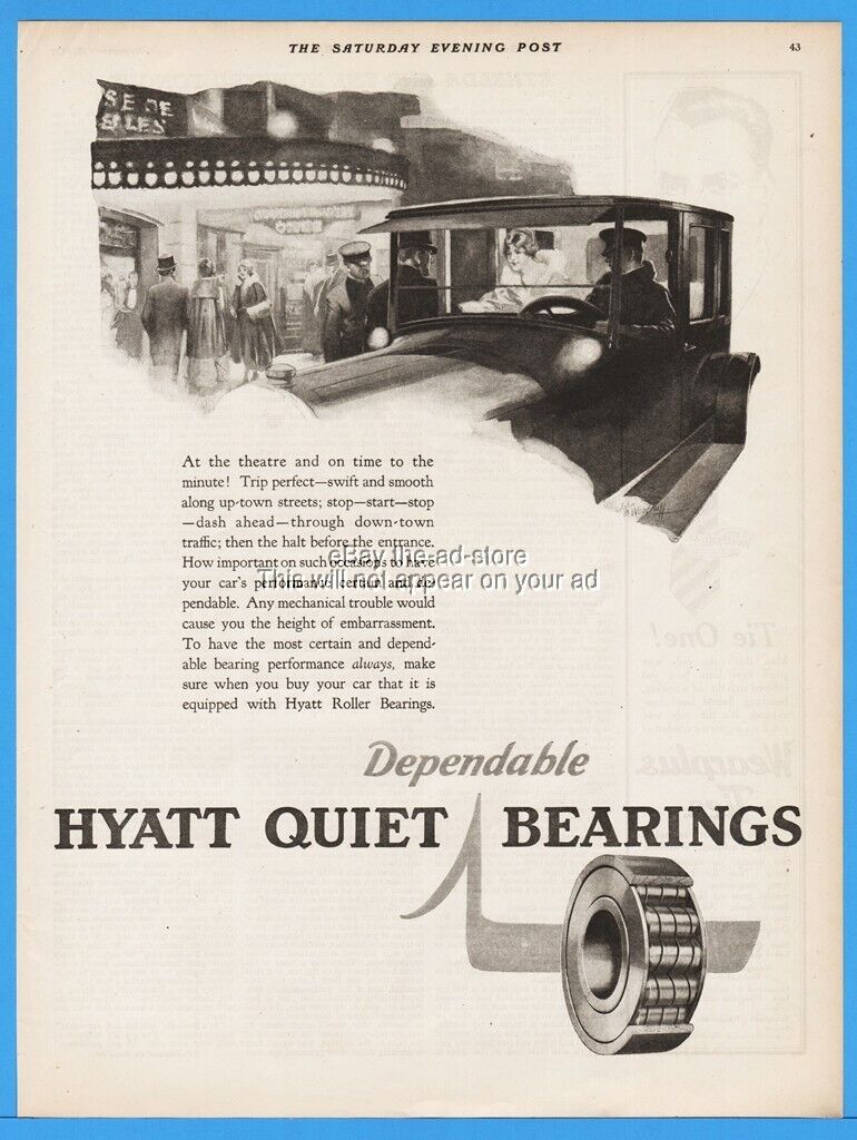 1922 Hyatt Roller Bearings Harrison NJ Chauffeur Theater John Woodruff Art Ad
