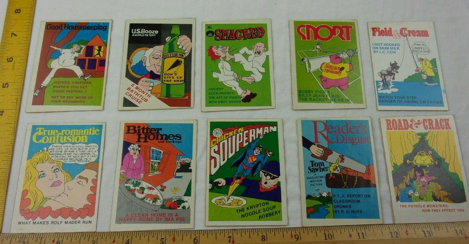 Fleer Crazy Magazine Covers sticker lot of 10 card VINTAGE 1970s a