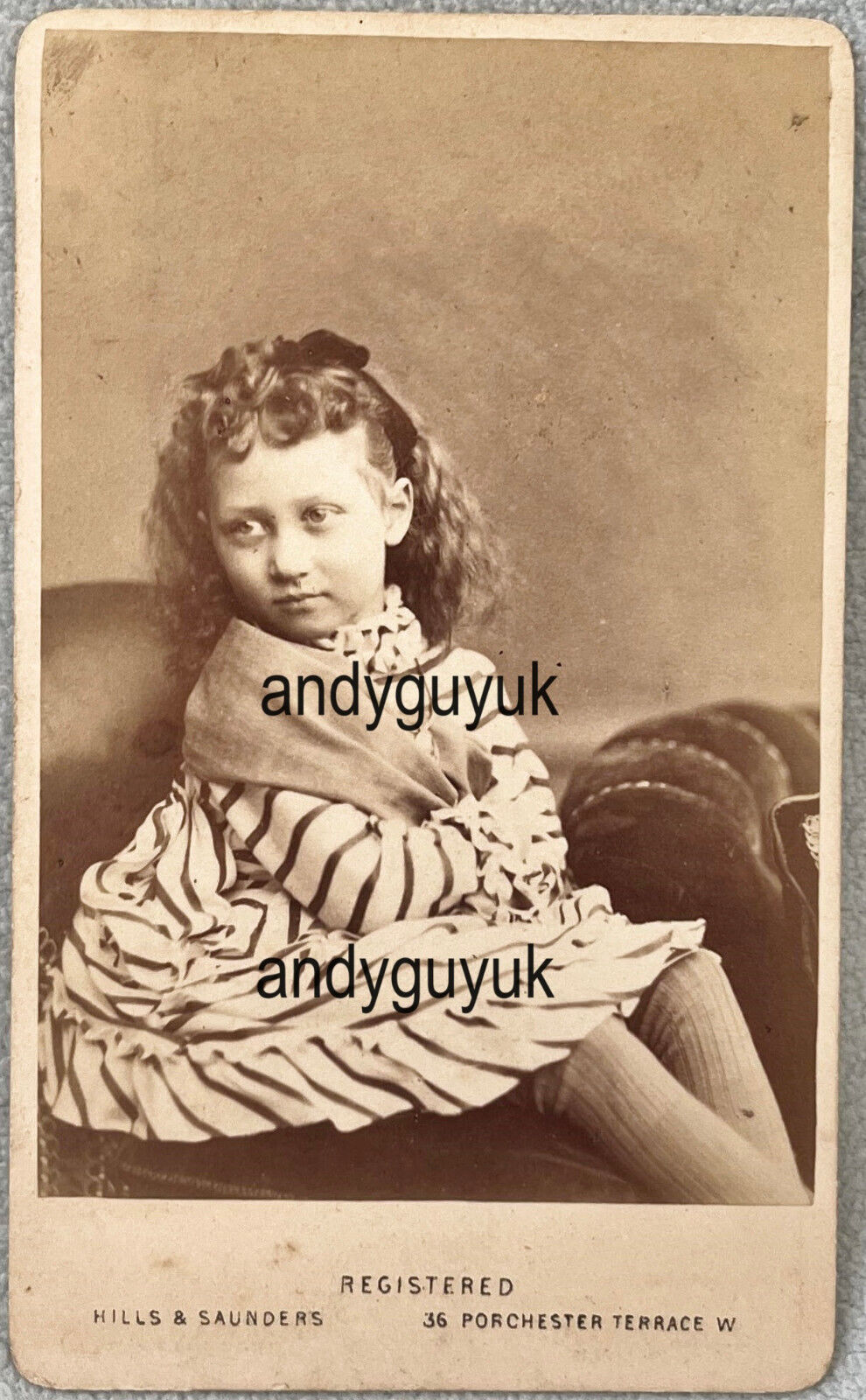 CDV PRINCESS LOUISE OF WALES ROYAL ROYALTY ANTIQUE PHOTO HILLS SAUNDERS STRIPED