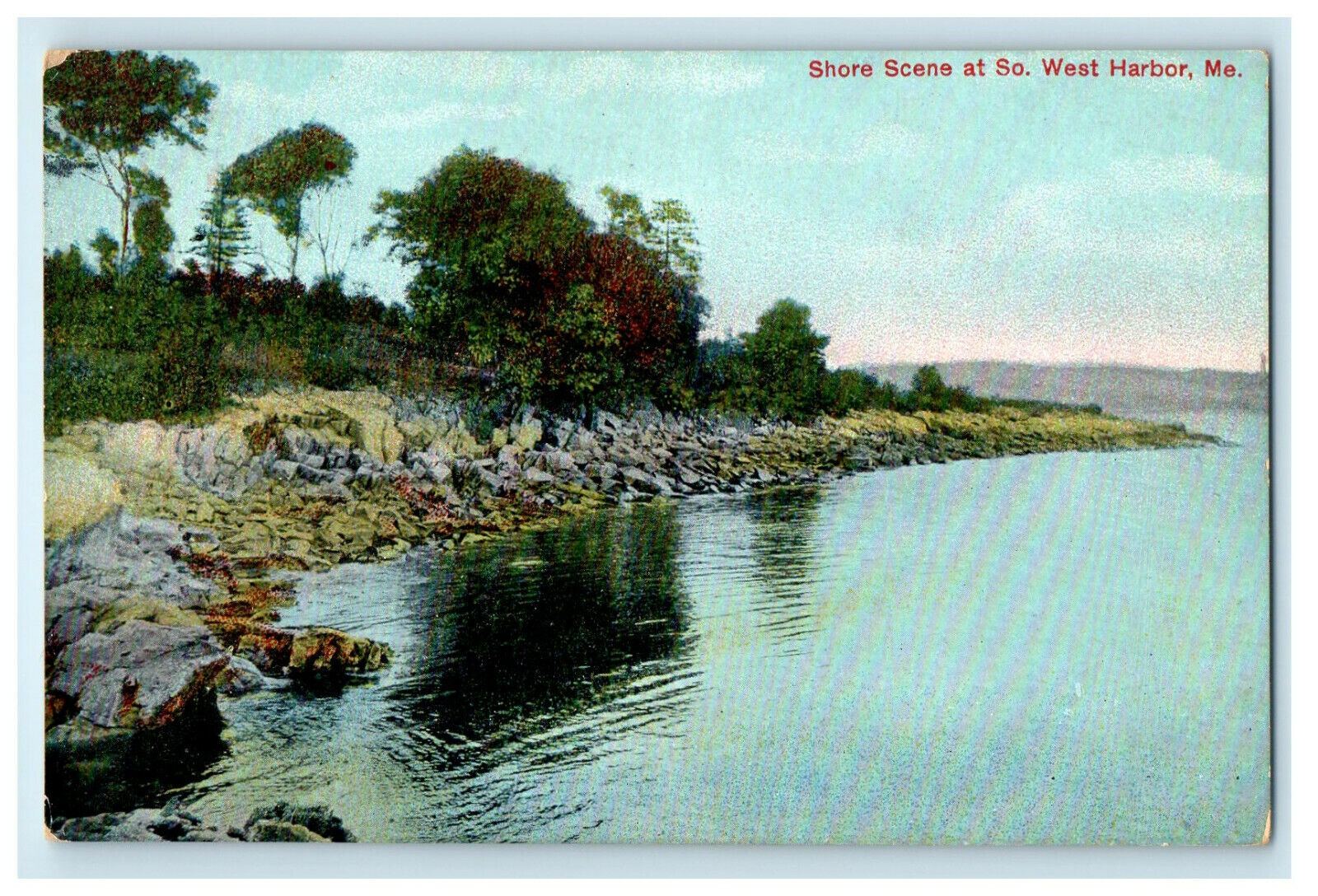 c1910 Shore Scene at South West Harbor Maine ME Antique Unposted Postcard