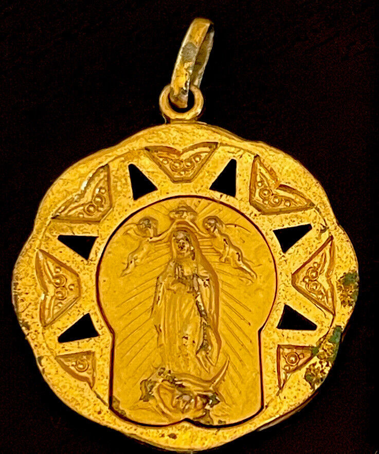 Vintage Catholic OL Perpetual Help, Jesus Gold Tone Religious Medal