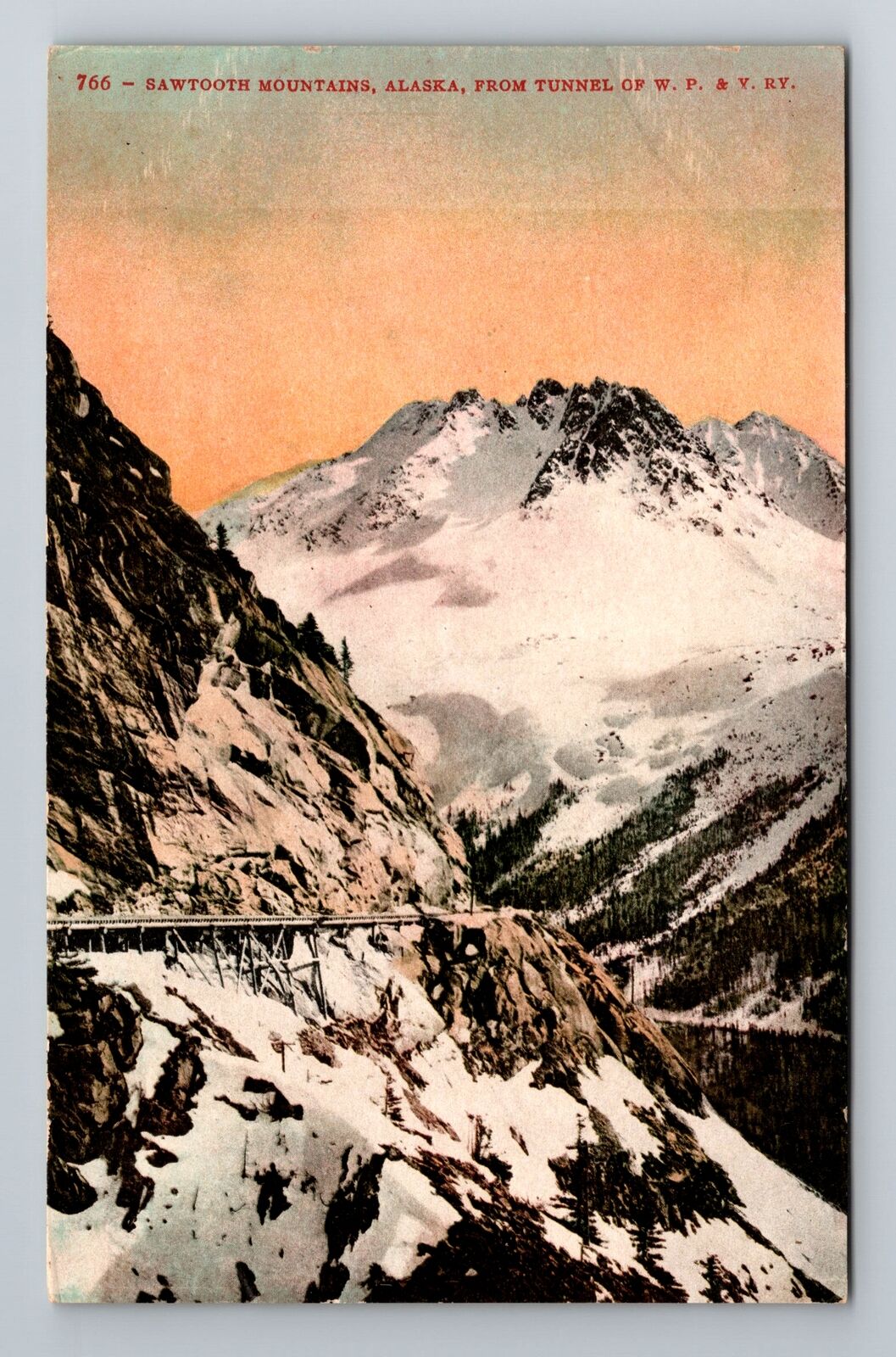 Sawtooth Mountain, AK-Alaska, View From Tunnel, Railroad, Vintage Postcard