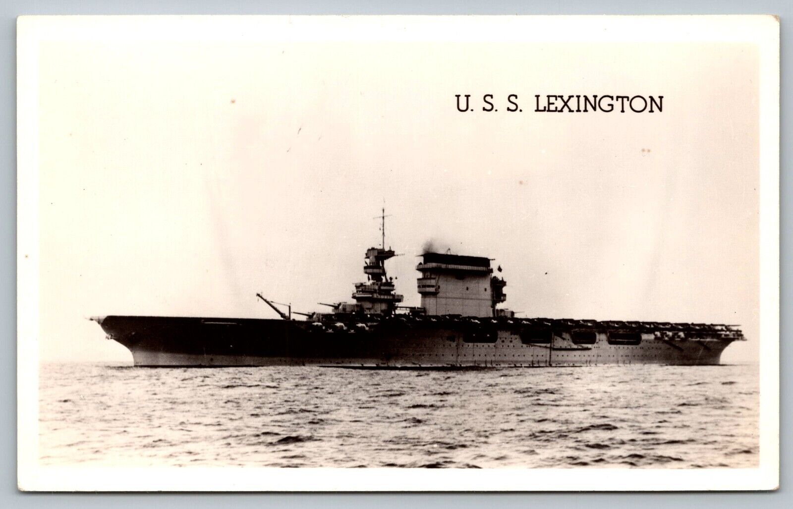 Postcard USS Lexington Navy Battleship Naval Ship Military RPPC c 1930-1950