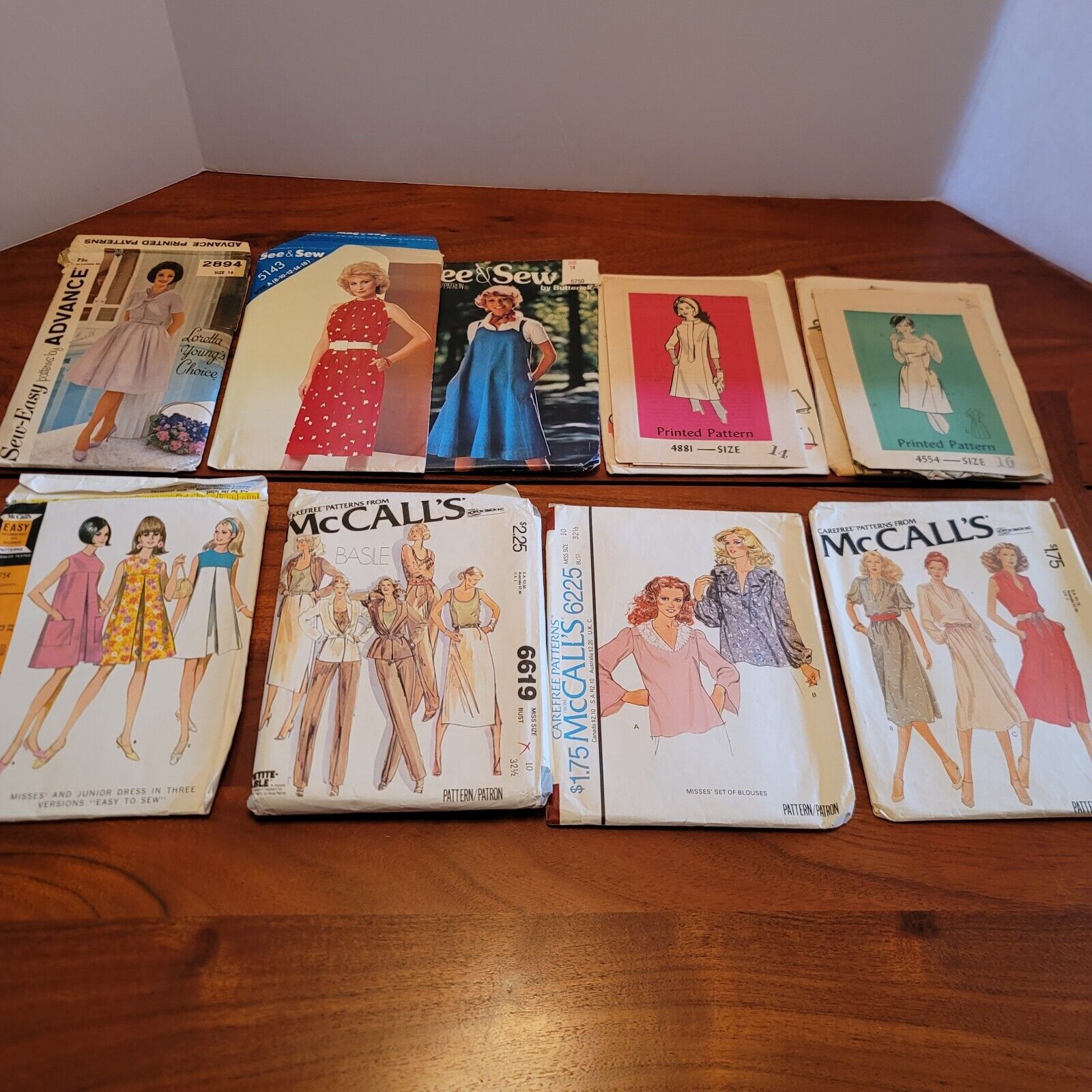 Lot of 9 Vintage 1970s 1980s Sewing Pattern McCalls Butterick Cut Uncut Mix 