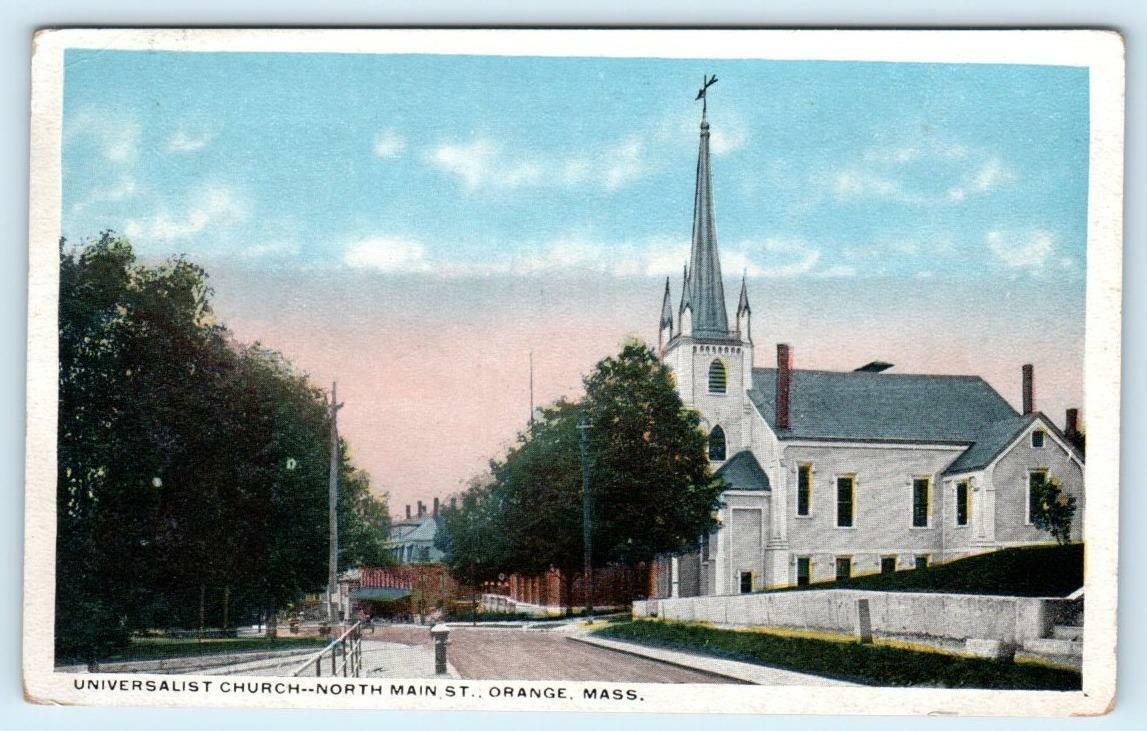 ORANGE, Massachusetts MA ~ North Main Street UNIVERSALIST CHURCH c1920s Postcard