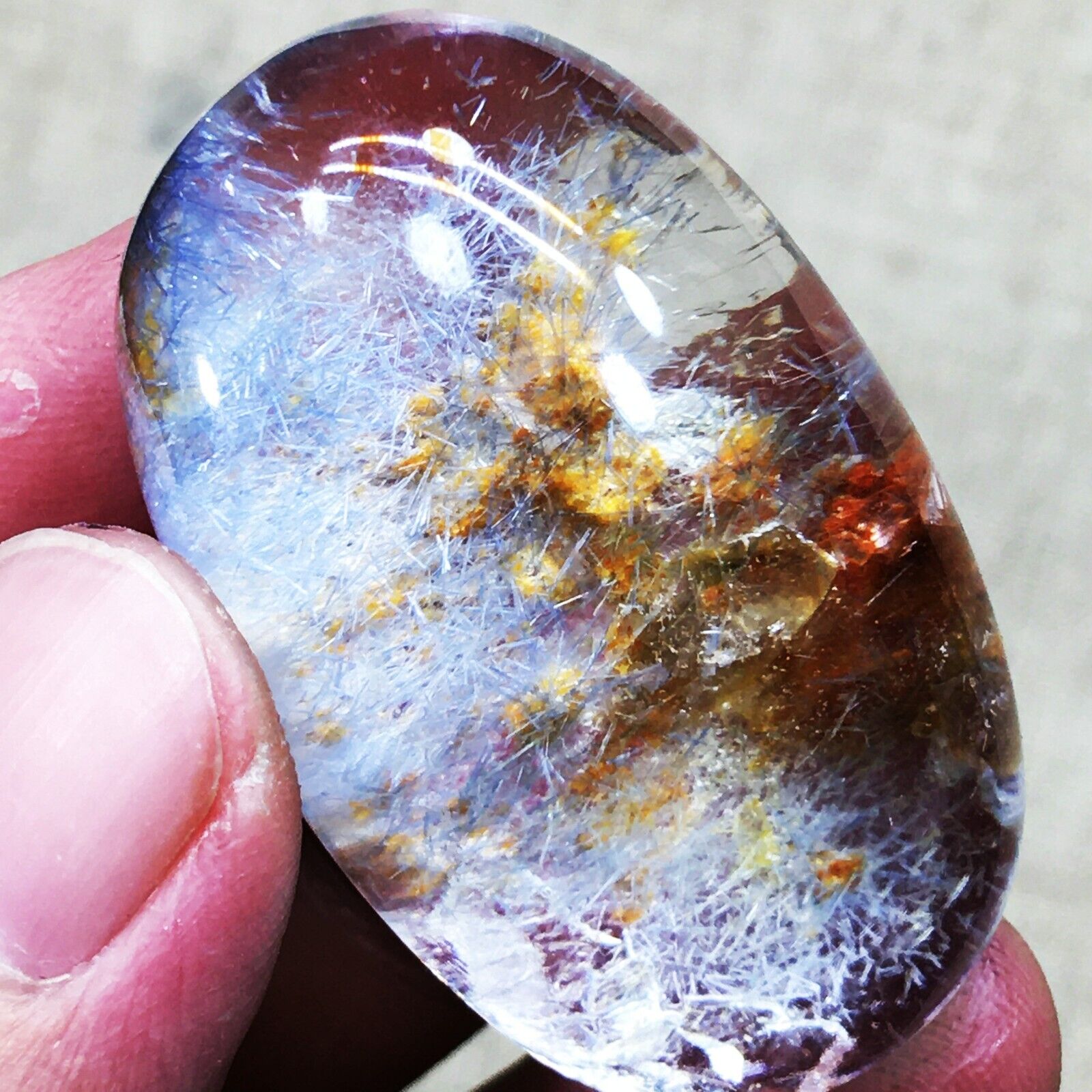 121.7Ct Very Rare NATURAL Dumortierite Quartz “Crystal Inside Crystal” Pendant