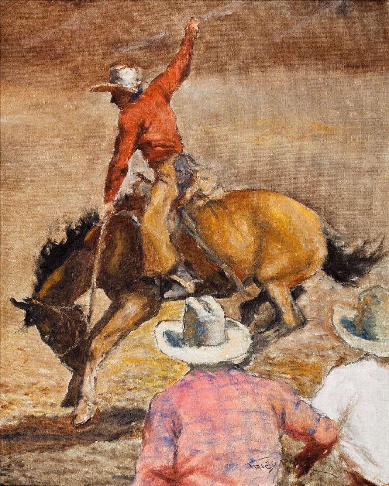 Ride \'em Cowboy Broncs Old West Painting 8 x 10 Photo Rare Find