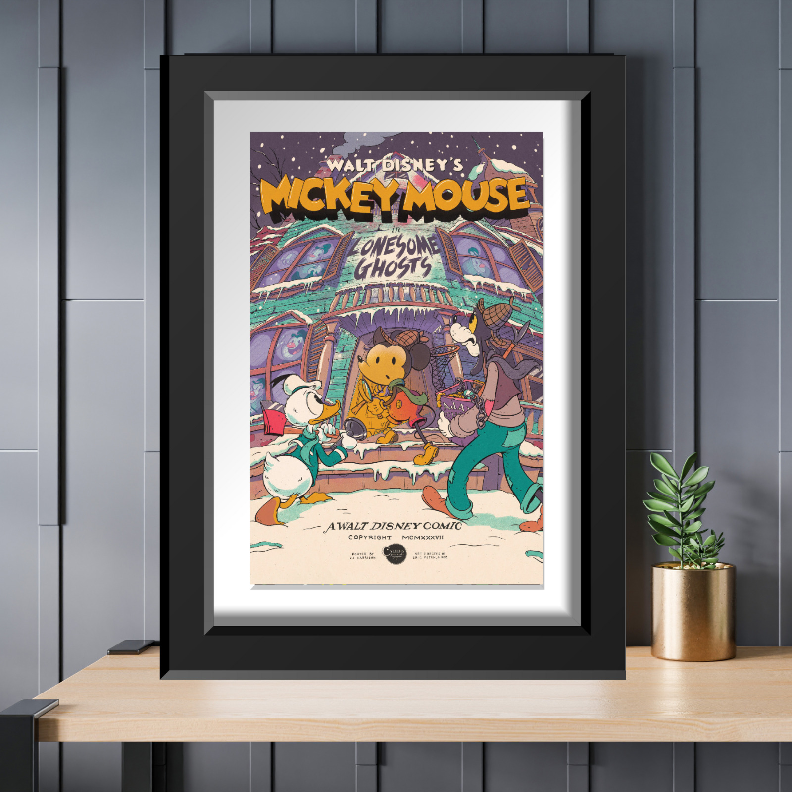 Disney Cartoon Lonesome Ghosts Mickey Mouse Donald Goofy Movie Poster