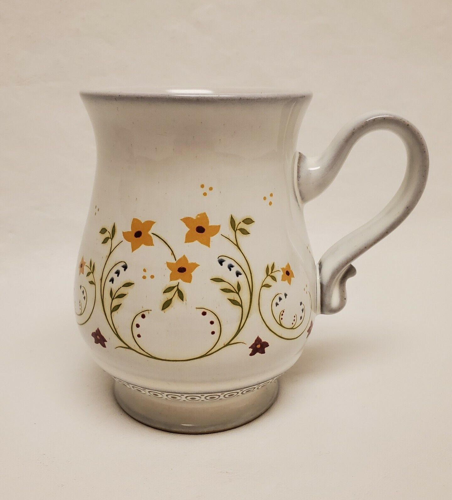 Rare AVIGNON Denby-Langley Coffee Mug Pedestal 1970s Vintage Floral Cup Flowers