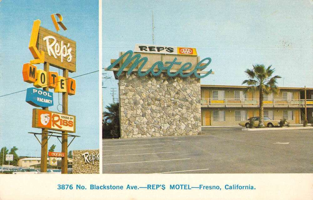 Fresno California Rep\'s Motel Vintage Postcard AA41751