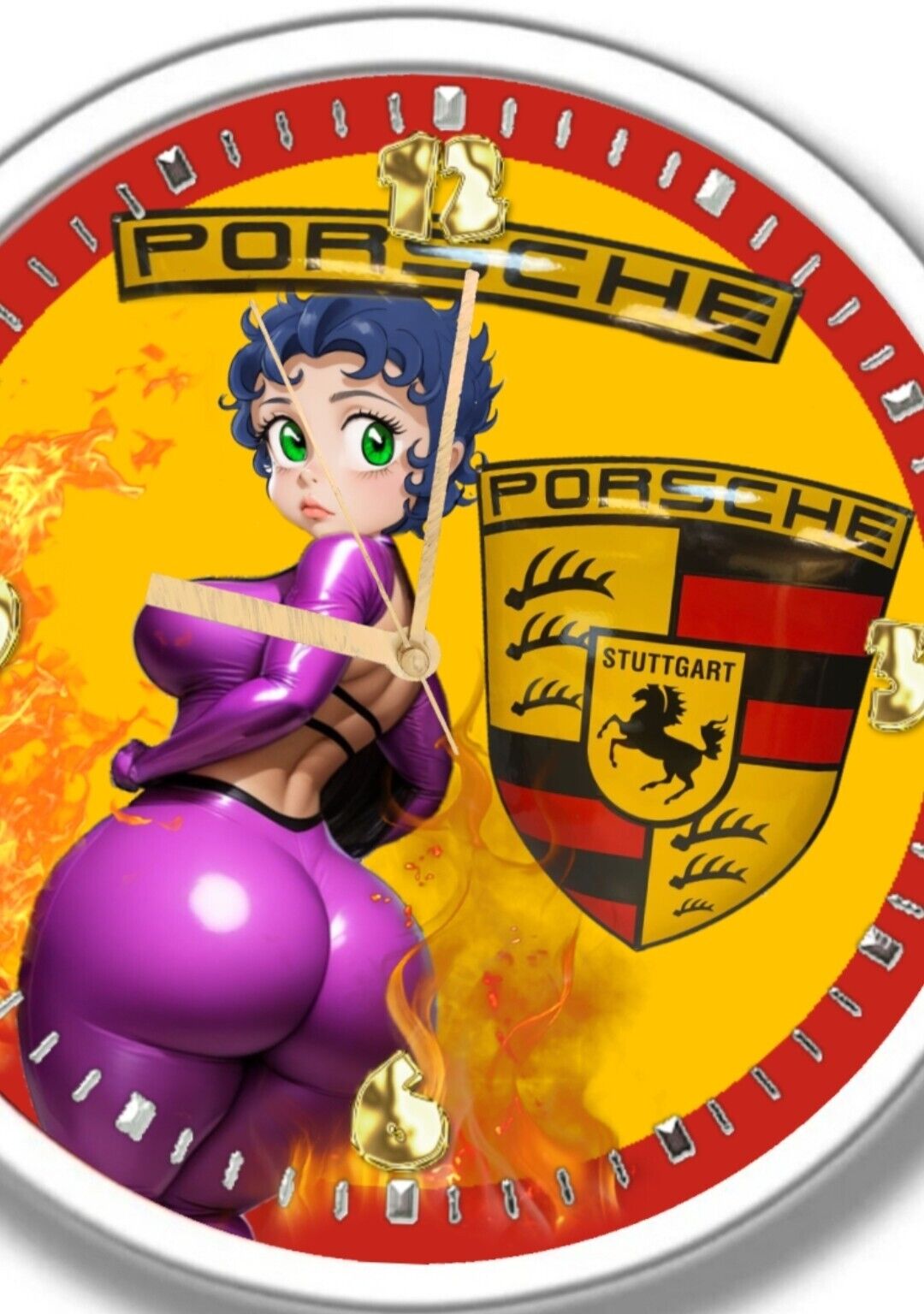 Porsche Betty Boop Clock Free Personalization 