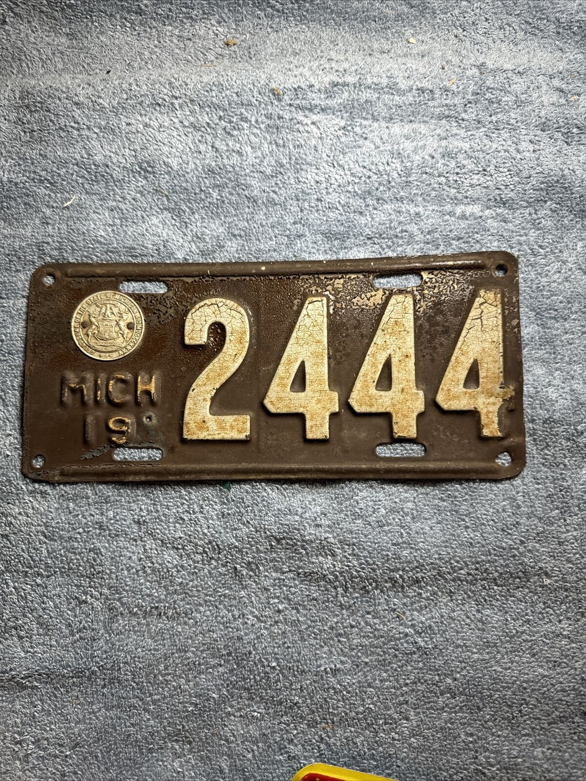1919 Michigan License Plate 2444